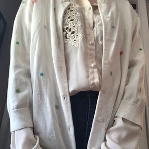Sweet rainbow polka dot Talbots cardigan